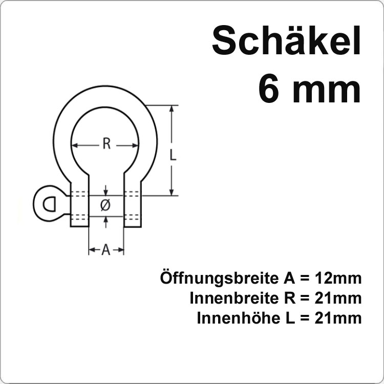 Edelstahl Schäkel 6mm