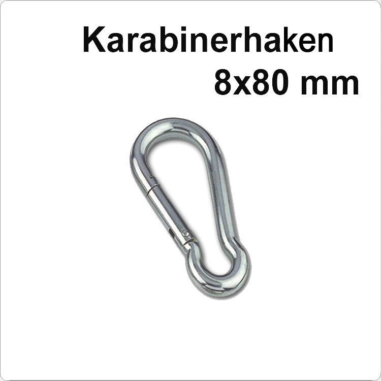 Edelstahl Karabinerhaken - 8x80mm